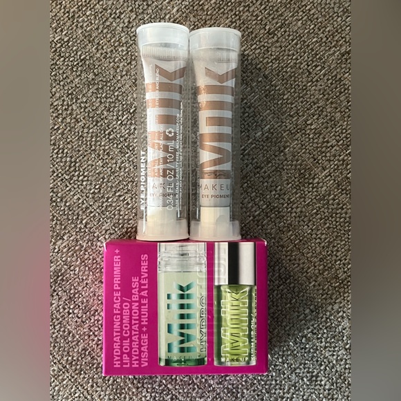 NWT Milk Makeup Hydrating Face Primer & Lip Oil Combo with 2 Eye Pigment in Gig - Picture 1 of 5